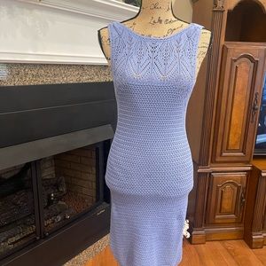 Free People Beach Periwinkle Knit Crochet Low Back Midi Dress Small